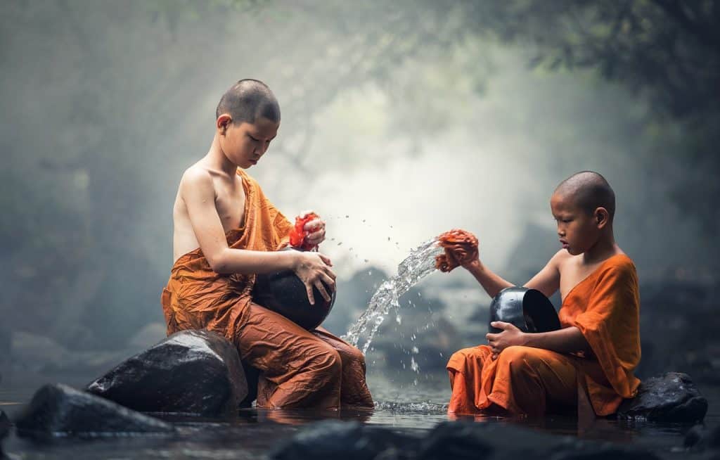 boys, monks, river-1793421.jpg